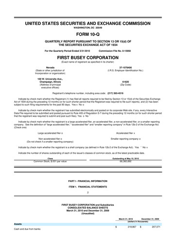 Thumbnail First Busey 10-Q Quarterly Report FY 
