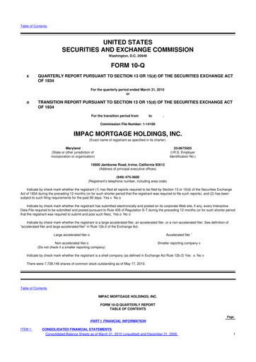 Thumbnail Impac Mortgage Holdings 10-Q Quarterly Report FY 