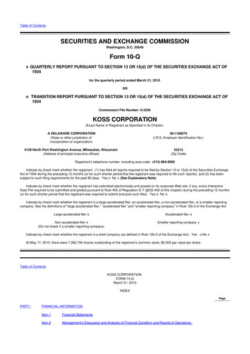 Thumbnail Koss 10-Q Quarterly Report FY 