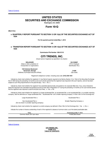 Thumbnail Citi Trends, Inc. 10-Q Quarterly Report FY 