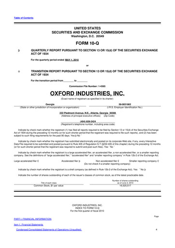 Thumbnail Oxford Industries
 10-Q Quarterly Report FY 