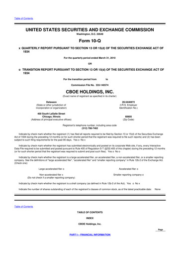 Thumbnail Cboe Global Markets 10-Q Quarterly Report FY 