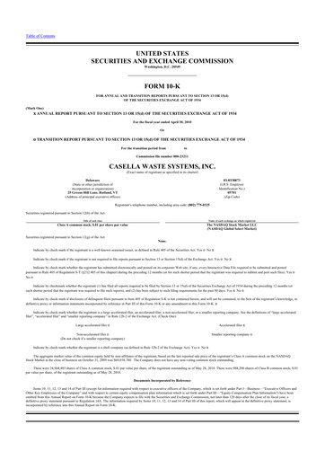 Thumbnail Casella Waste Systems
 10-K Annual Report 