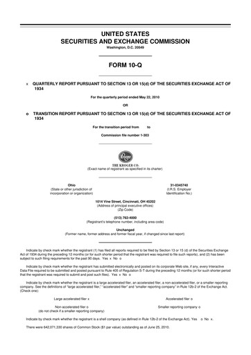 Vorschaubild Kroger 10-Q Quartalsbericht 2010 