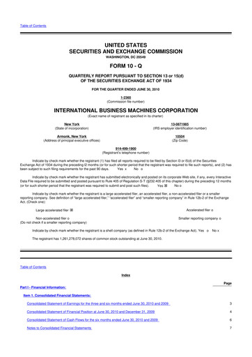 Thumbnail IBM 10-Q Quarterly Report FY2010 