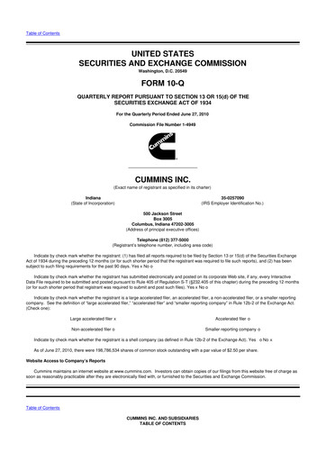 Vorschaubild Cummins
 10-Q Quartalsbericht 2010 