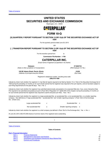 Vorschaubild Caterpillar 10-Q Quartalsbericht  