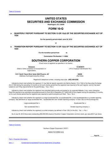 Thumbnail Southern Copper 10-Q Quarterly Report FY2010 