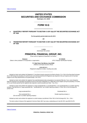 Thumbnail Principal Financial Group 10-Q Quarterly Report FY2010 