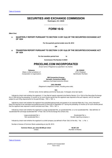 Thumbnail Booking Holdings (Booking.com) 10-Q Quarterly Report FY2010 