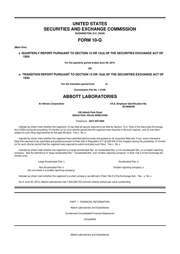 Thumbnail Abbott Laboratories 10-Q Quarterly Report FY2010 
