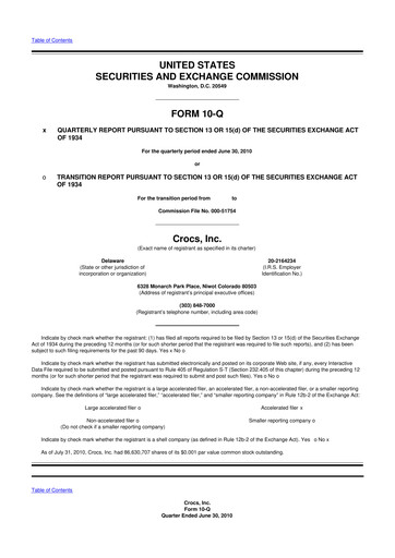 Thumbnail Crocs 10-Q Quarterly Report FY 