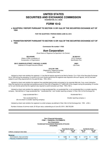 Thumbnail Aon 10-Q Quarterly Report FY2010 