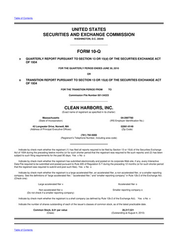 Thumbnail Clean Harbors
 10-Q Quarterly Report FY2010 