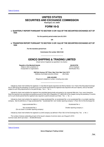 Thumbnail Genco Shipping & Trading 10-Q Quarterly Report FY2010 