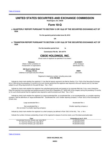 Thumbnail Cboe Global Markets 10-Q Quarterly Report FY 