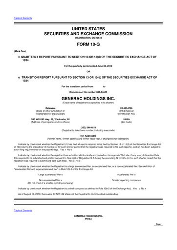 Vorschaubild Generac 10-Q Quartalsbericht  