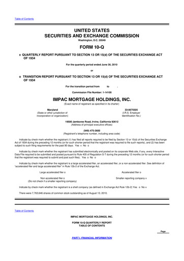 Thumbnail Impac Mortgage Holdings 10-Q Quarterly Report FY 
