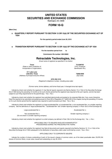 Thumbnail Retractable Technologies 10-Q Quarterly Report FY 