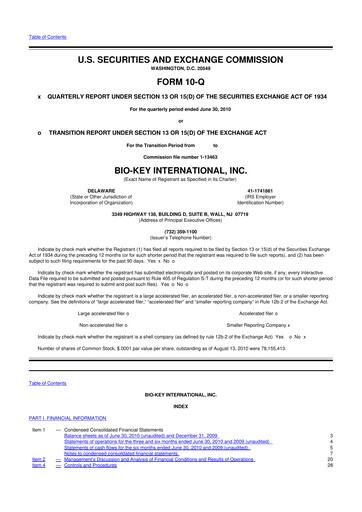 Vorschaubild BIO-key International
 10-Q Quartalsbericht  