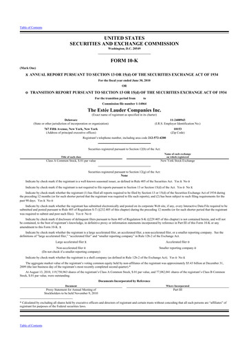 Thumbnail Estee Lauder 10-K Annual Report 