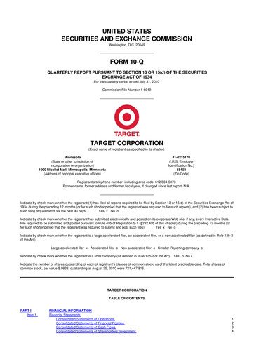 Thumbnail Target 10-Q Quarterly Report FY2010 