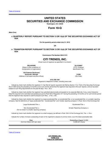 Thumbnail Citi Trends, Inc. 10-Q Quarterly Report FY 