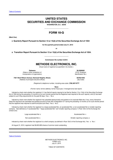 Thumbnail Methode Electronics
 10-Q Quarterly Report FY 