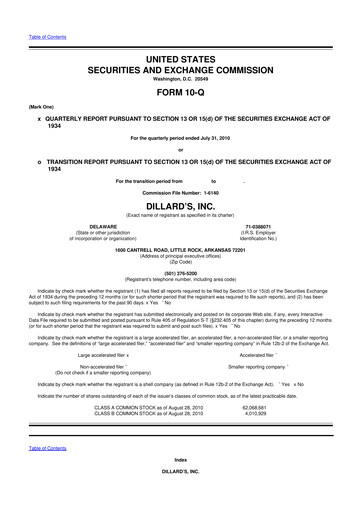 Thumbnail Dillard's
 10-Q Quarterly Report FY2010 