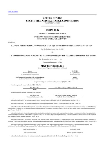 Thumbnail MGP Ingredients 10-K Annual Report 