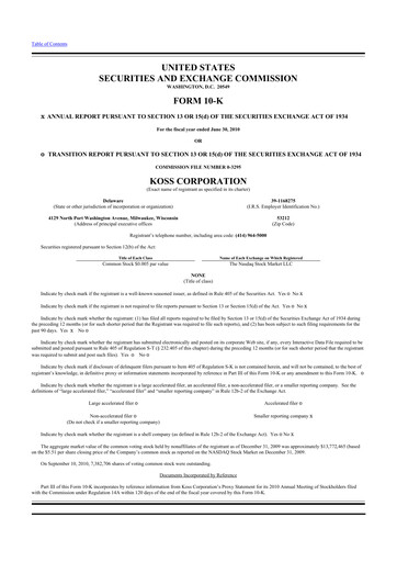 Thumbnail Koss 10-K Annual Report 