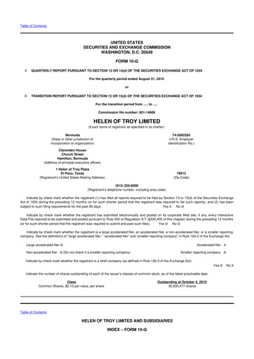 Thumbnail Helen of Troy 10-Q Quarterly Report FY 