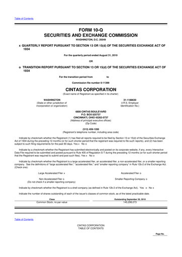 Thumbnail Cintas 10-Q Quarterly Report FY2011 