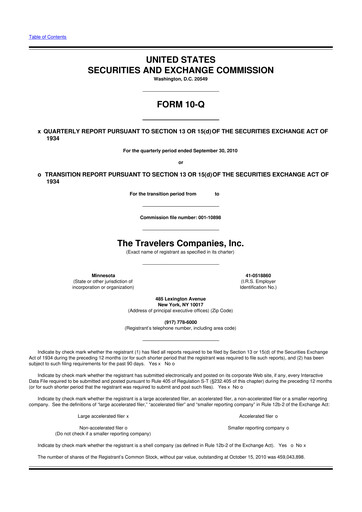 Thumbnail The Travelers Companies 10-Q Quarterly Report FY2010 