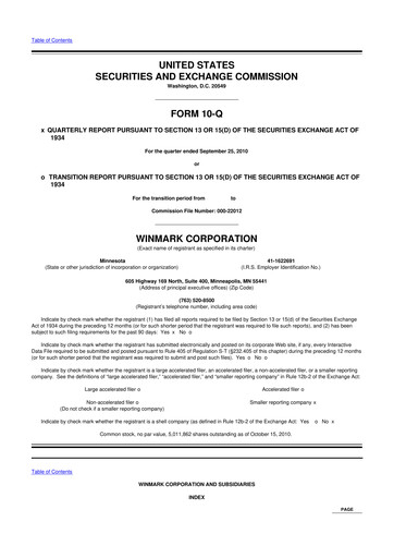 Thumbnail Winmark 10-Q Quarterly Report FY 