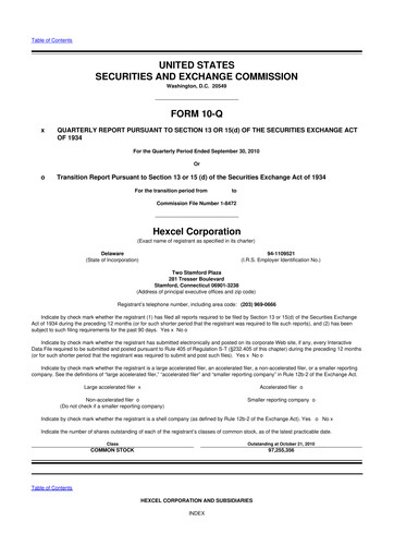 Thumbnail Hexcel
 10-Q Quarterly Report FY2010 