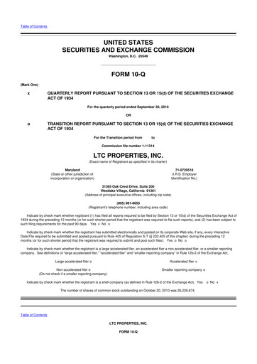 Thumbnail LTC Properties 10-Q Quarterly Report FY 