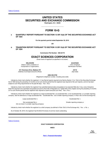 Vorschaubild Exact Sciences 10-Q Quartalsbericht  