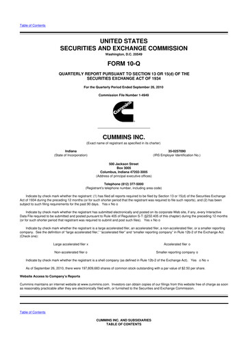 Vorschaubild Cummins
 10-Q Quartalsbericht 2010 