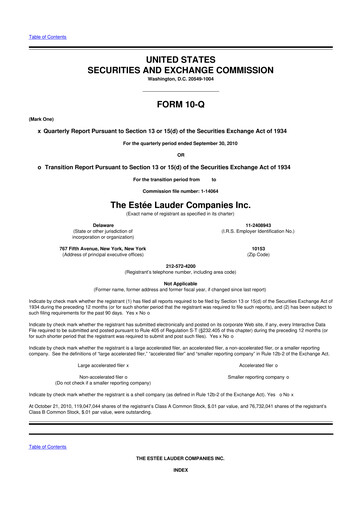 Thumbnail Estee Lauder 10-Q Quarterly Report FY2011 