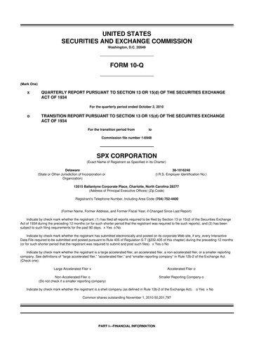 Thumbnail SPX Technologies 10-Q Quarterly Report FY2010 