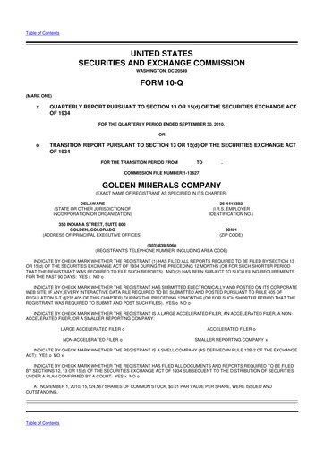 Thumbnail Golden Minerals
 10-Q Quarterly Report FY 