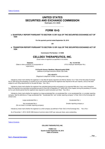 Thumbnail Celldex Therapeutics 10-Q Quarterly Report FY 