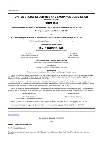 Thumbnail Stock Yards Bancorp 10-Q Quarterly Report FY 