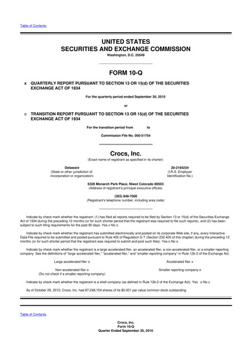 Thumbnail Crocs 10-Q Quarterly Report FY 