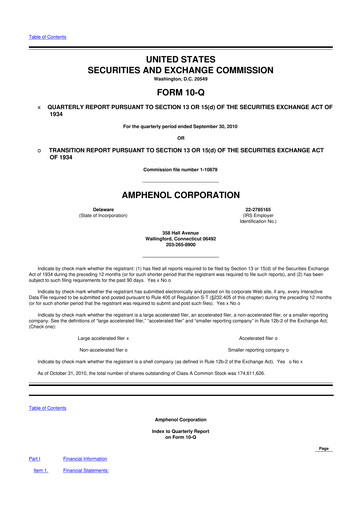 Thumbnail Amphenol 10-Q Quarterly Report FY2010 