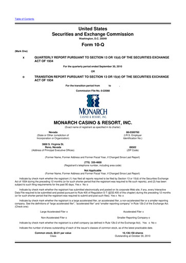 Thumbnail Monarch Casino & Resort 10-Q Quarterly Report FY 