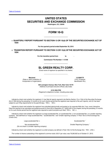 Thumbnail SL Green Realty
 10-Q Quarterly Report FY2010 