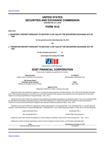 Thumbnail South State Corp 10-Q Quarterly Report FY 
