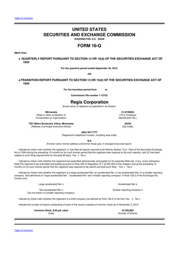 Thumbnail Regis Corporation
 10-Q Quarterly Report FY 